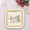 8 Count Oh Baby Gold Hello World Square Dessert Plates 7" Baby Shower Paper Plates